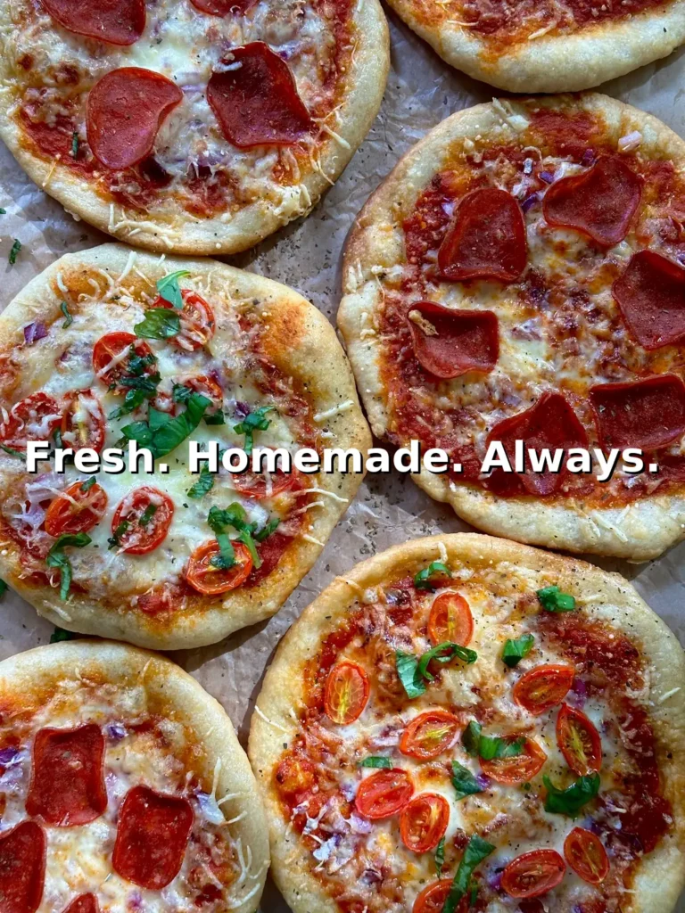 Homemade mini pizzas with pepperoni, tomatoes, and fresh basil – It’s Marina’s Kitchen